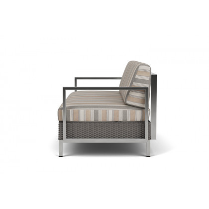 Lloyd Flanders™ Elements Settee with Stainless Steel Arms and Back - Pewter