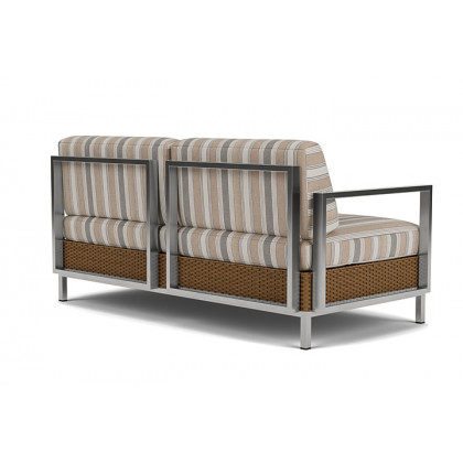 Lloyd Flanders™ Elements Settee with Stainless Steel Arms and Back - Hickory