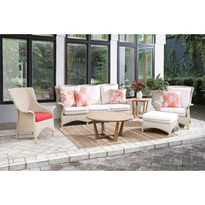 Lloyd Flanders - Teak 24" Round Sled Base End Table
