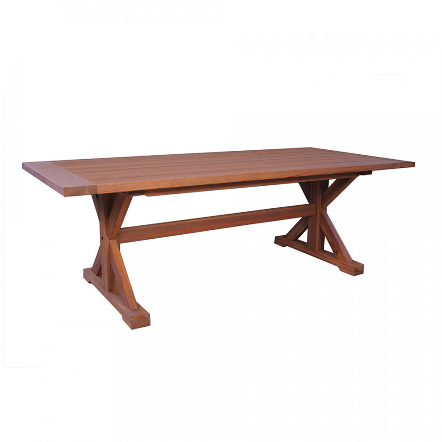 Lloyd Flanders - Teak 87" Rectangular Trestle Base Dining Table