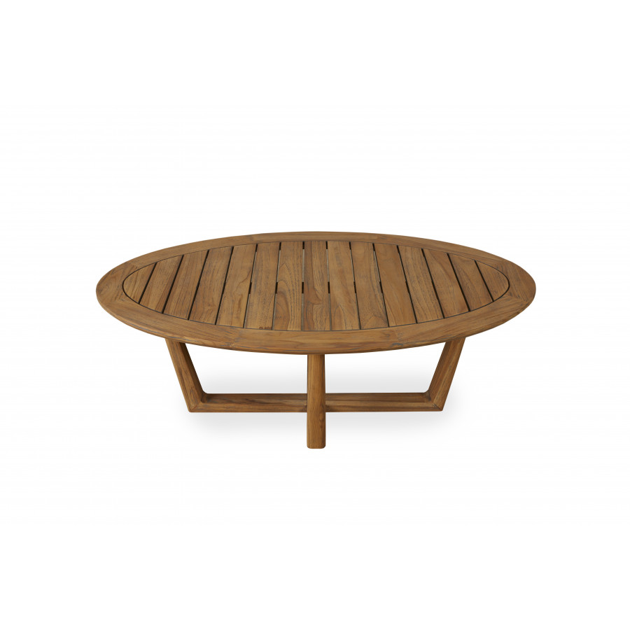 Lloyd Flanders - Teak 48" Oval Sled Base Cocktail Table