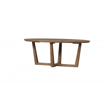 Lloyd Flanders - Teak 48" Oval Sled Base Cocktail Table