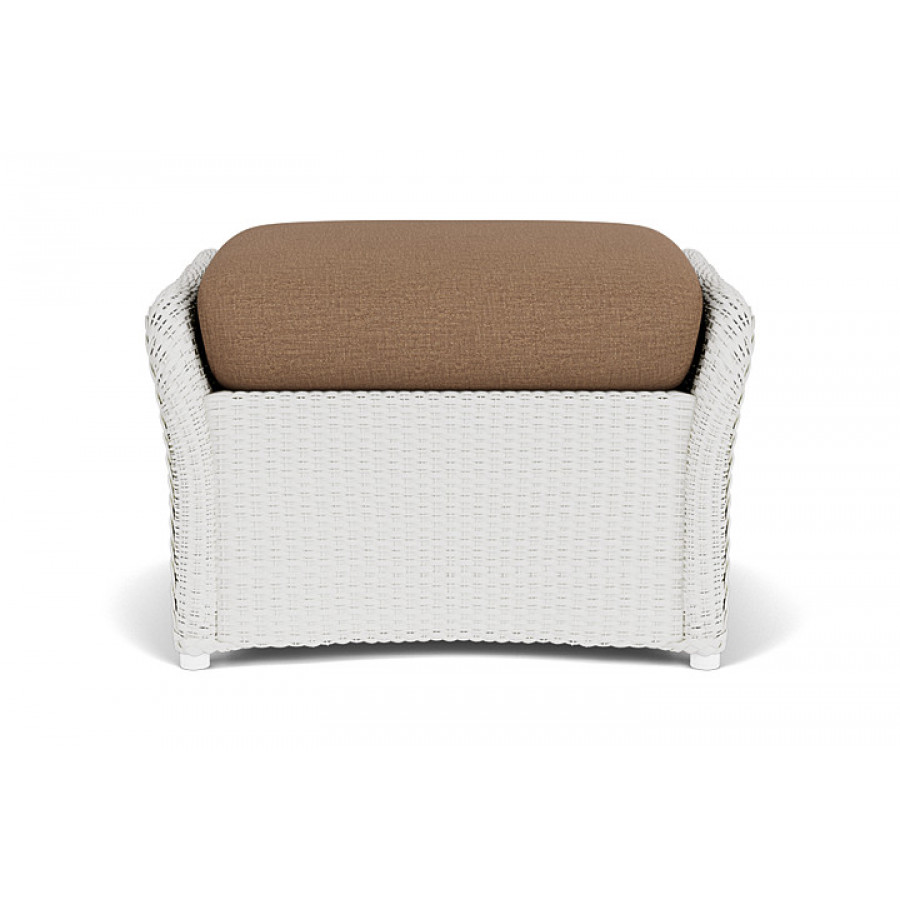 Lloyd Flanders™ Weekend Retreat Woven Ottoman - Matte White, Canvas Natural