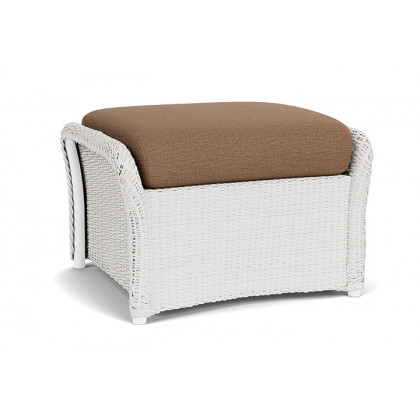 Lloyd Flanders™ Weekend Retreat Woven Ottoman - Matte White, Canvas Natural