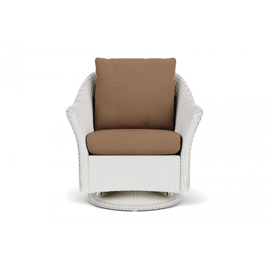 Lloyd Flanders™ Weekend Retreat Swivel Glider Lounge Chair - Matte White, Canvas Natural