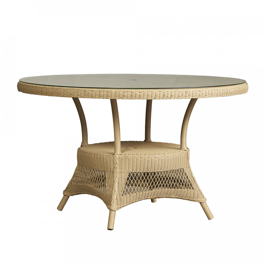 Lloyd Flanders™ Loom 49" Round Umbrella Dining Table - Terracotta