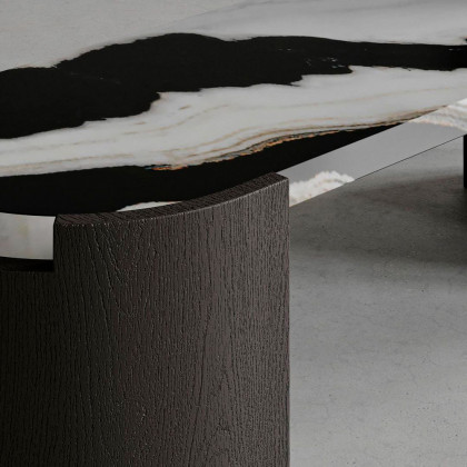 Madina Tsarikaeva Antiquite Low Table - Panda White, Walnut Black