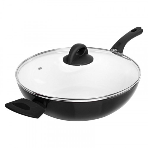 Maxima - Harmony Wok with Lid 11.8" in Black/White