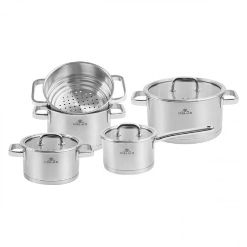 Maxima - Prestige Stainless Steel Pot Set with Lids 9 Pcs in Steel
