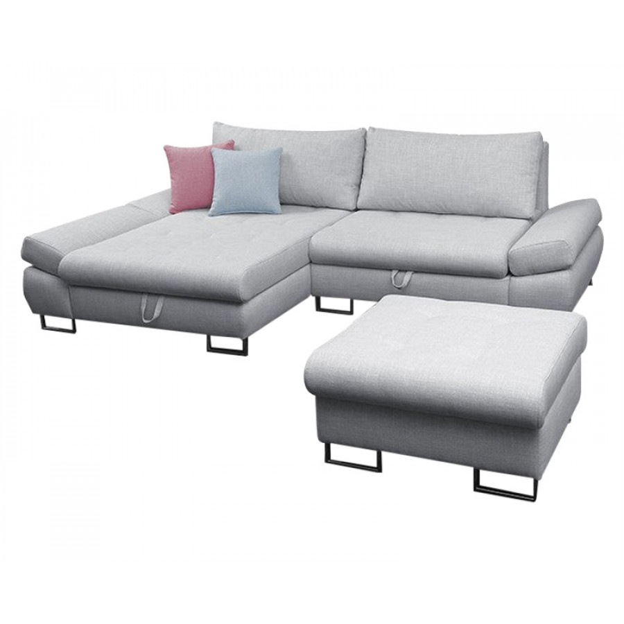 Maxima Gray Sectional Sleeper Sofa - Gray, Left Corner