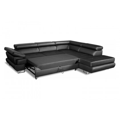 Maxima Luton Sectional Sleeper Sofa - Black, Right Corner