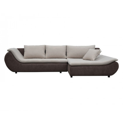 Maxima Prato Sectional Sleeper Sofa - Brown/Cream, Right Corner
