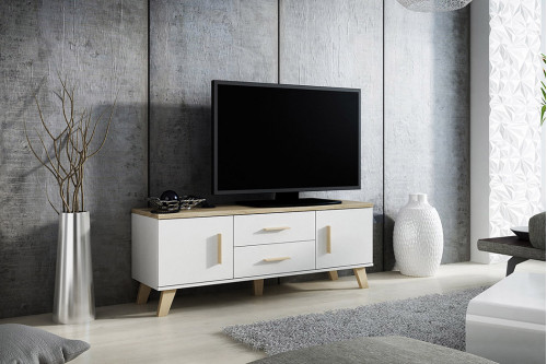 Maxima™ - Lotta White and Wood TV Stand Small