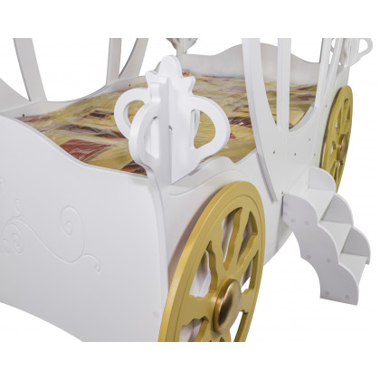Maxima Princess Carriage Toddler Car Bed - White