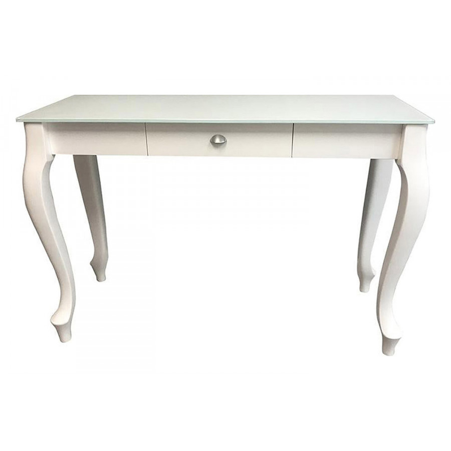 Maxima - Retro Glass Top Console Table in Tempered Glass/Natural Beech