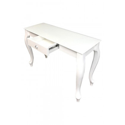 Maxima - Retro Glass Top Console Table in Tempered Glass/Natural Beech