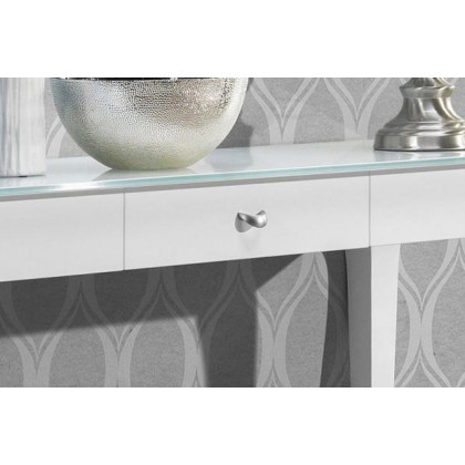 Maxima - Retro Glass Top Console Table in Tempered Glass/Natural Beech