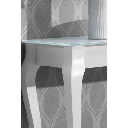 Maxima - Retro Glass Top Console Table in Tempered Glass/Natural Beech