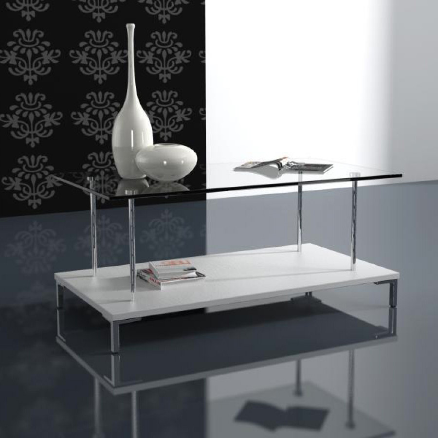 Maxima Capri Glass Top Coffee Table - White