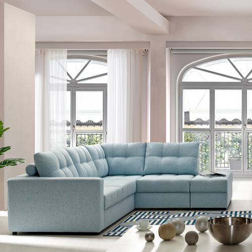Maxima Mena Sectional Sleeper Sofa - Light Blue, Left Corner