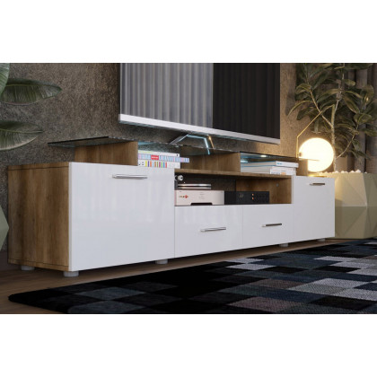 Maxima Evora Modern TV Stand For TV'S Up To 65" - White/Wood