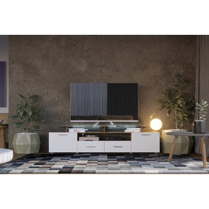 Maxima Evora Modern TV Stand For TV'S Up To 65" - White/Wood