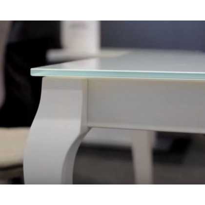 Maxima Bresso Glass Top Dining Table with Extension - White