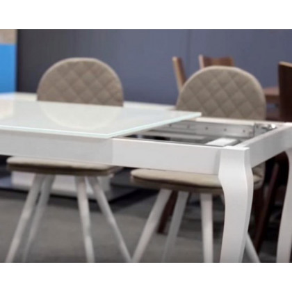 Maxima Bresso Glass Top Dining Table with Extension - White