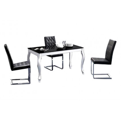 Maxima Retro Glass Top Dining Table - Black/White