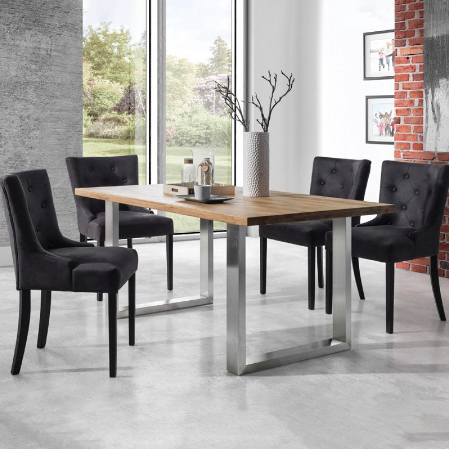 Maxima - Nereus Dining Table with Stainless Steel Legs in Wood