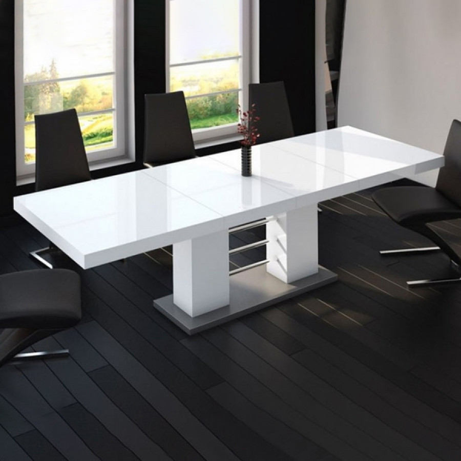 Maxima Linosa High Gloss Dining Table with Extension - Brown