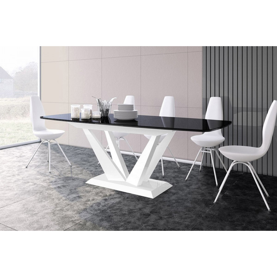 Maxima Perfetto Dining Table with Extension - Black/White