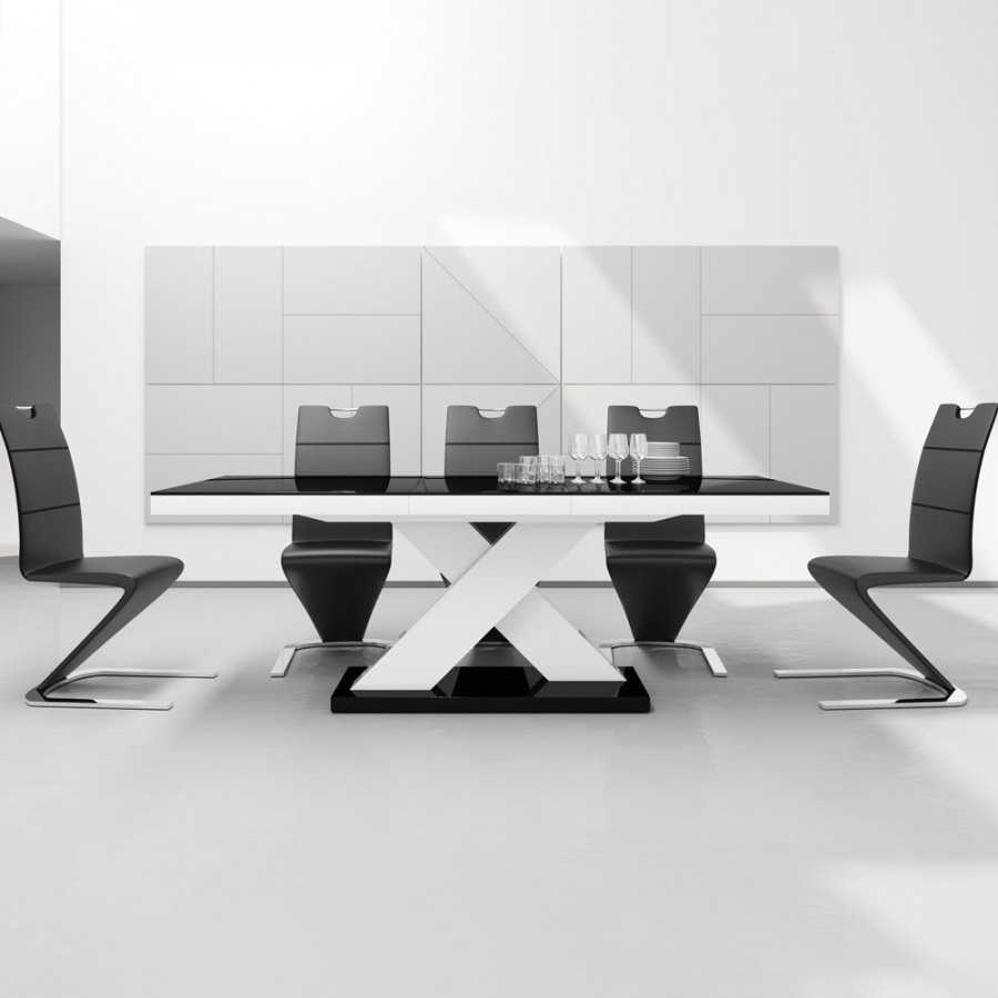 Maxima Xena Dining Set - Black/White/Black