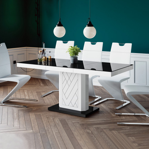 Maxima Iva Dining Set - Black/White/White