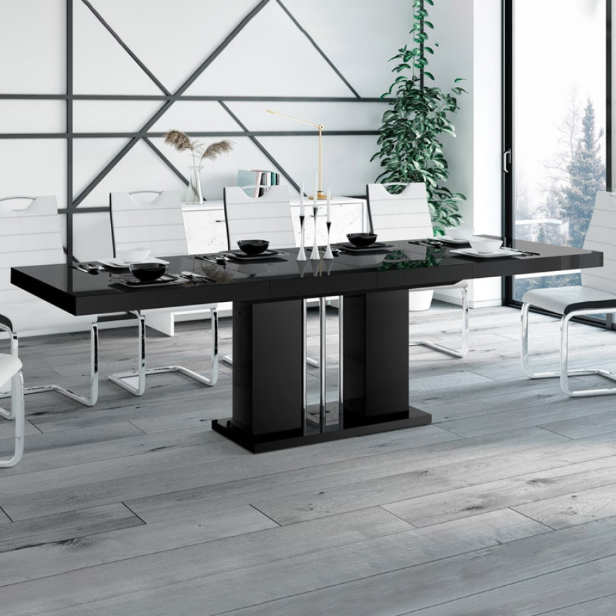 Maxima Nossa High Gloss Dining Table with Extension - Beige
