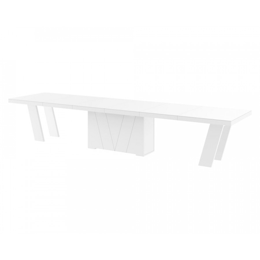Maxima Aleta Dining Table with 4 Extension Leaves for up to 20 People - White