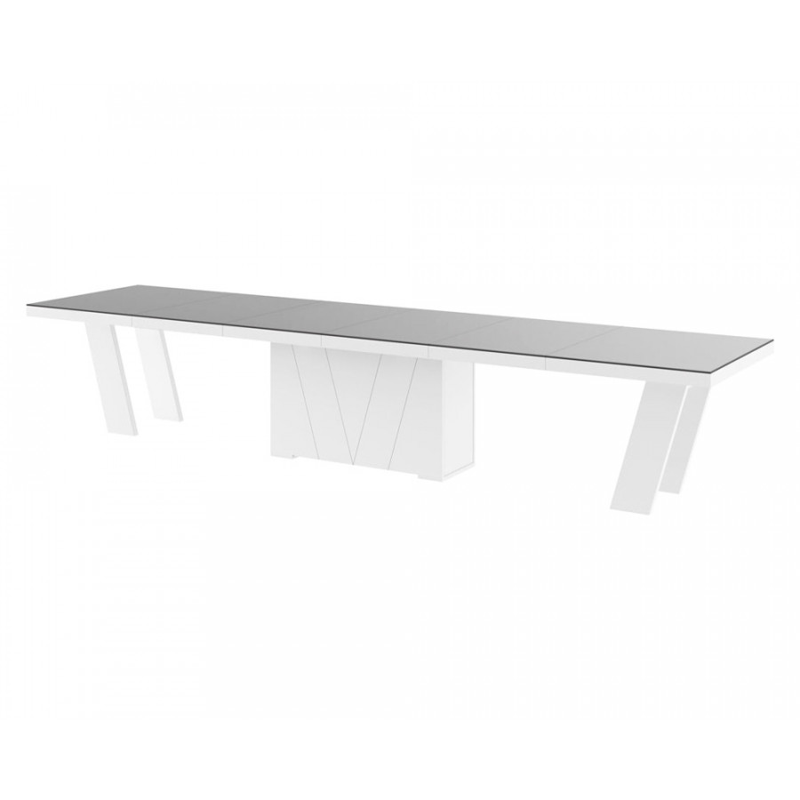 Maxima Aleta Dining Table with 4 Extension Leaves for up to 20 People - Gray/White