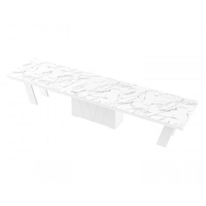 Maxima Aleta Dining Set with 4 Self-Storing Leaves Plus 10 Chairs - Marble/White/Green