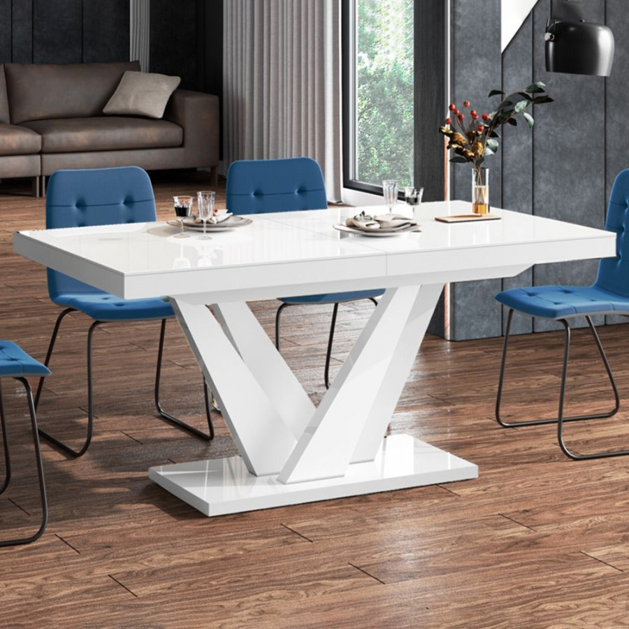 Maxima Chara Dining Set with 2 Self-Storing Leaves Plus 6 Chairs - White/Green