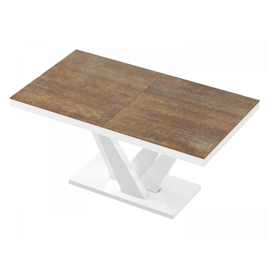 Maxima Chara Dining Table - Lava Rock Matt/White Glossy