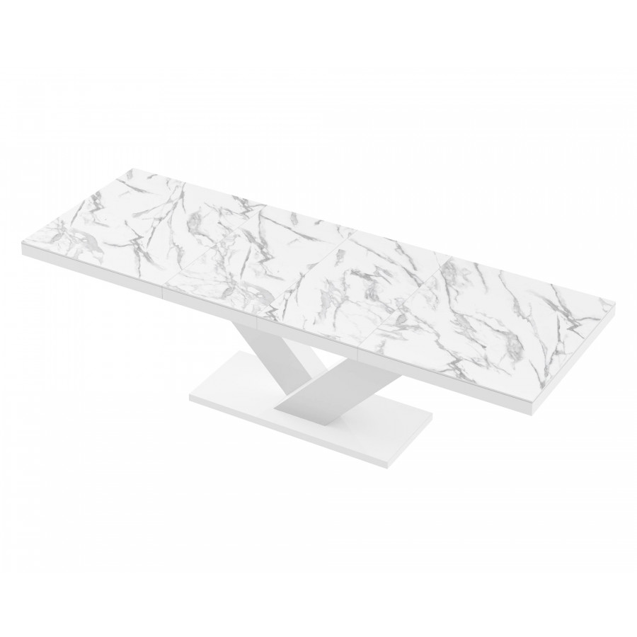Maxima Victoria Dining Table with 2 Extension for up to 10 People - White Marble