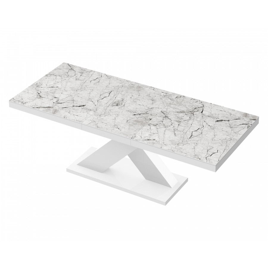 Maxima Xenon Dining Table with 1 Extension for up to 8 People - White Venatino