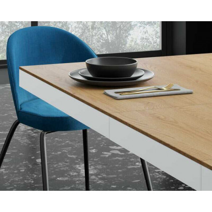 Maxima Moka Dining Table with 2 Extension - Solar Oak/Gold Marble