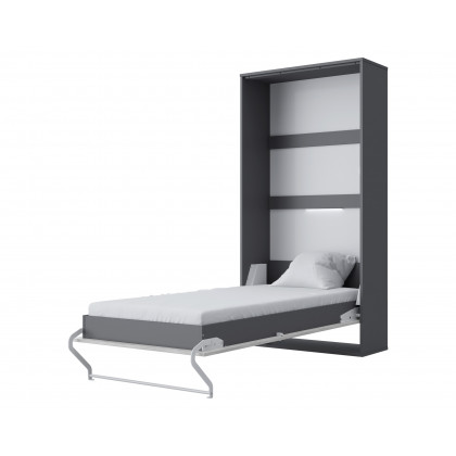 Maxima Inverto Murphy Vertical Bed with LED and Mattress - Gray/White, Twin Size