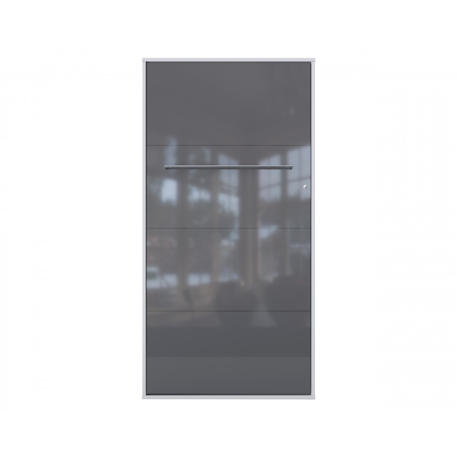 Maxima Inverto Murphy Vertical Bed with LED and Mattress - Gray/White, Twin Size