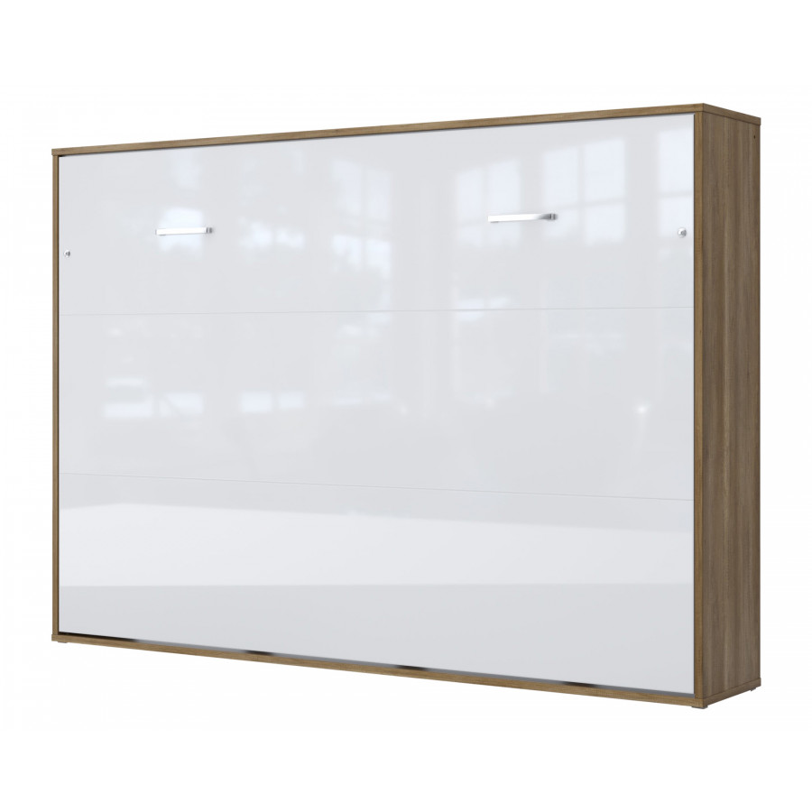 Maxima Inverto Murphy Horizontal Bed with Mattress - Oak Country/White, Full XL Size