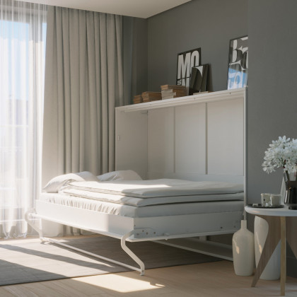Maxima Inverto Murphy Horizontal Bed with Mattress - Venatino White, Full Size