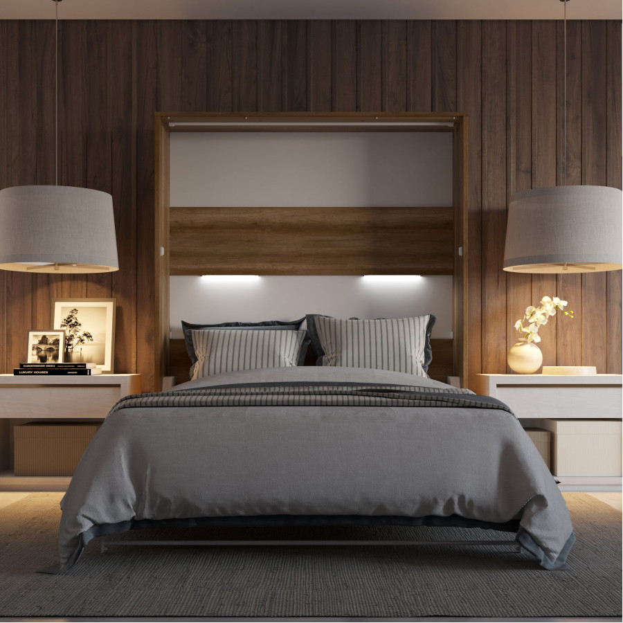 Maxima Murphy Vertical Bed with LED - Gray/White, Queen Size