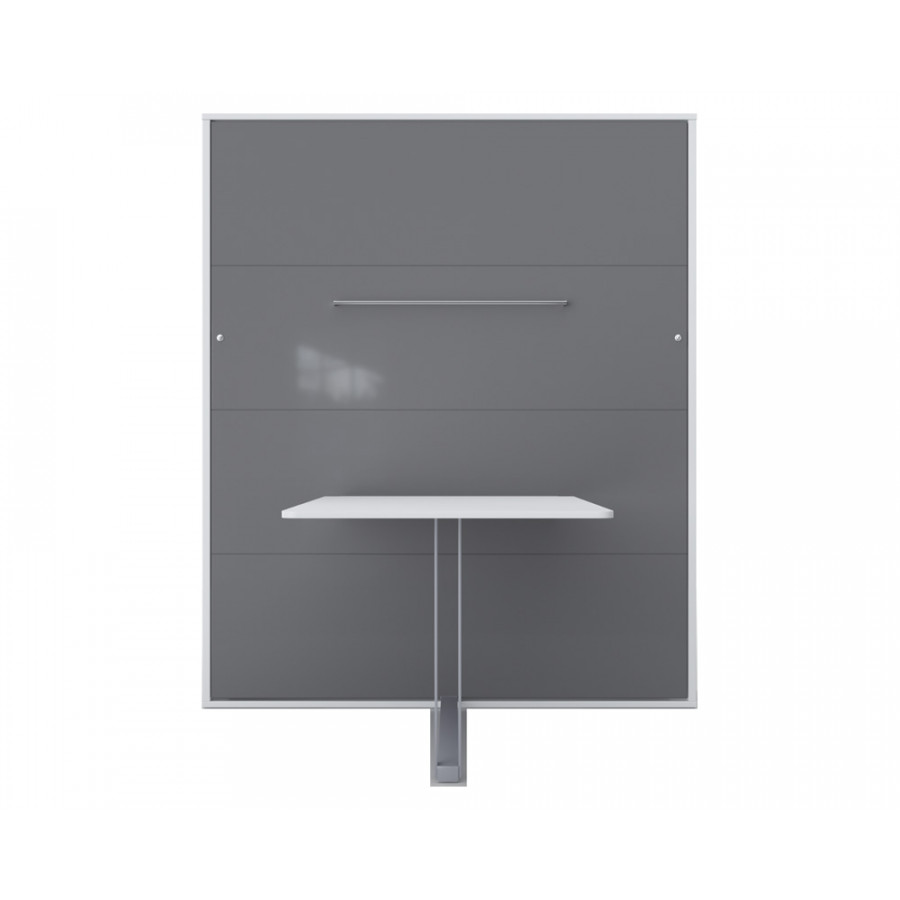 Maxima Inverto Murphy Vertical Bed with Desk - Gray/White, Queen Size