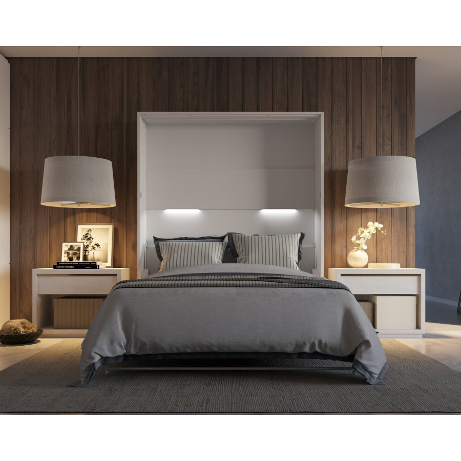 Maxima Murphy Vertical Bed with LED - White, Queen Size
